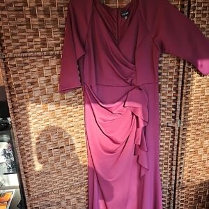 Xscape Women's Rose-Mauve Draped Wrap Maxi Dress